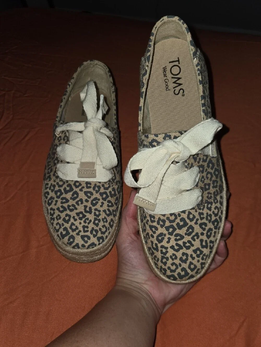 TOMS Carolina Leopard-Print Espadrille Sneakers with Cream Laces
